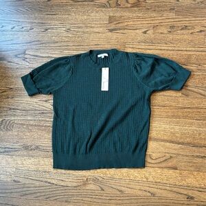 Les Serein Pointelle Short Sleeve Sweater - Green - Women’s Size Large